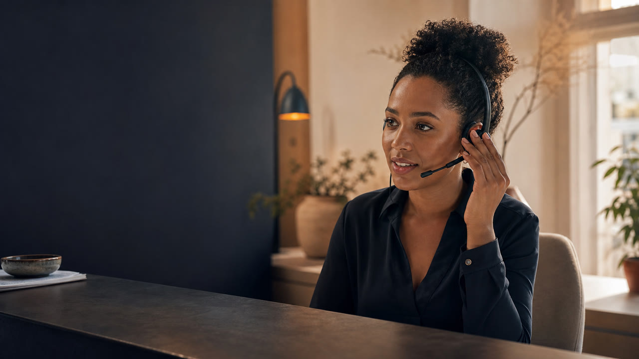 ORLA's warm AI receptionist actively listening on a customer call.